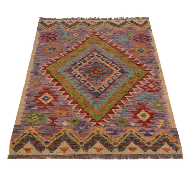 Afghan Kilim Rug 2' 11" x 3' 11" Flat-Weave | No. AL12938