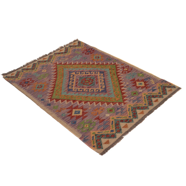 Afghan Kilim Rug 2' 11" x 3' 11" Flat-Weave | No. AL12938