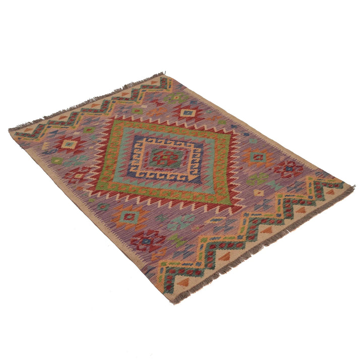 Afghan Kilim Rug 2' 11" x 3' 11" Flat-Weave | No. AL12938