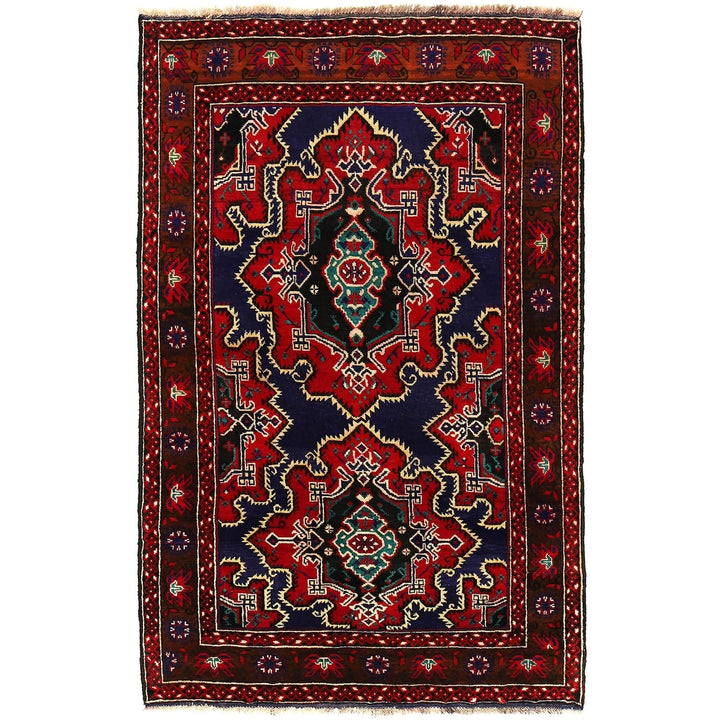 Afghan Baluchi Rug 4' 2" x 6' 4" Hand-Knotted | No. AL12945
