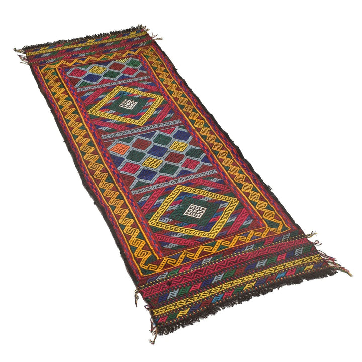 Afghan Suzani Kilim Rug 1' 8" x 5' 3" Flat-Weave | No. AL12948