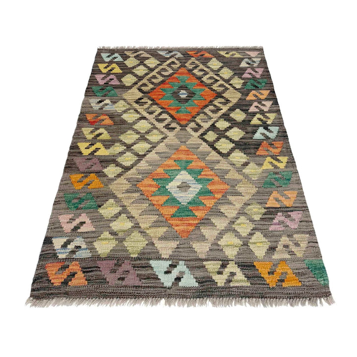 Afghan Vegetable Kilim Rug 2' 7" x 4' 1" Flat-Weave | No. AL129508