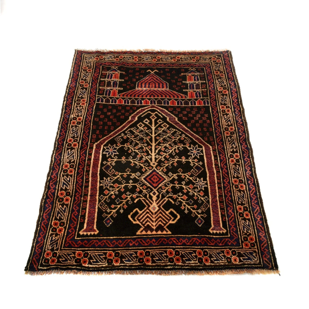 Afghan Prayer Rug 3' 0" x 4' 4" Hand-Knotted | No. AL12965