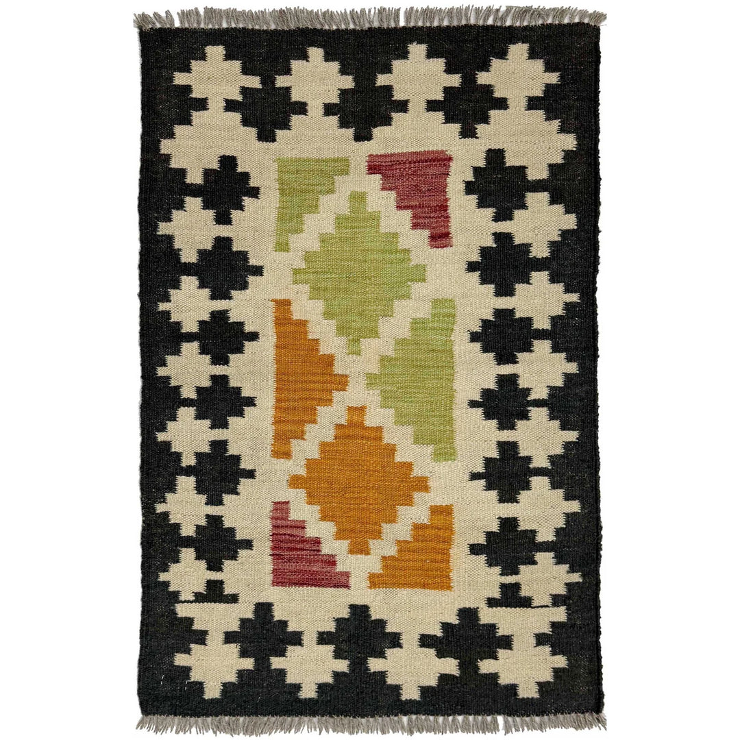 Afghan Vegetable Kilim Rug 2' 0" x 3' 1" Flat-Weave | No. AL129728