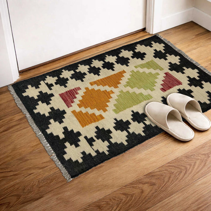 Afghan Vegetable Kilim Rug 2' 0" x 3' 1" Flat-Weave | No. AL129728
