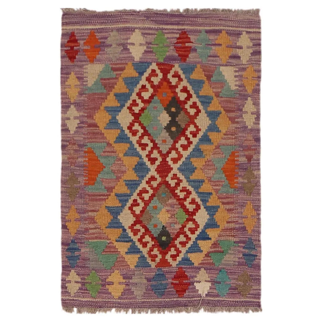 Afghan Kilim Rug 2' 0" x 2' 10" Flat-Weave | No. AL12987