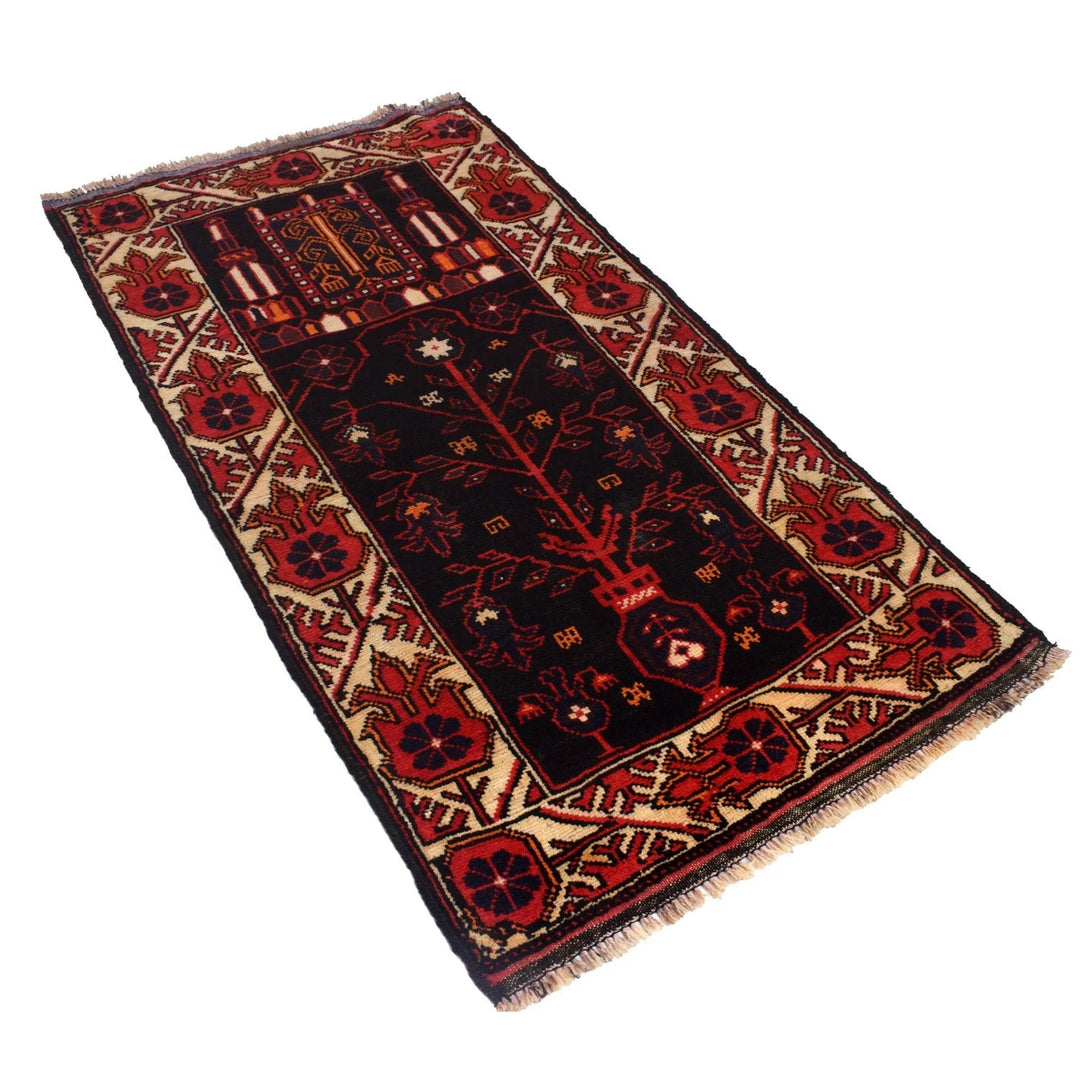 Afghan Prayer Rug 2' 11" x 5' 1" Hand-Knotted | No. AL12989