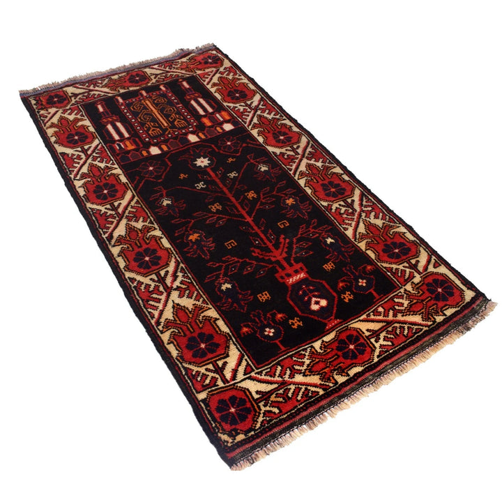 Afghan Prayer Rug 2' 11" x 5' 1" Hand-Knotted | No. AL12989