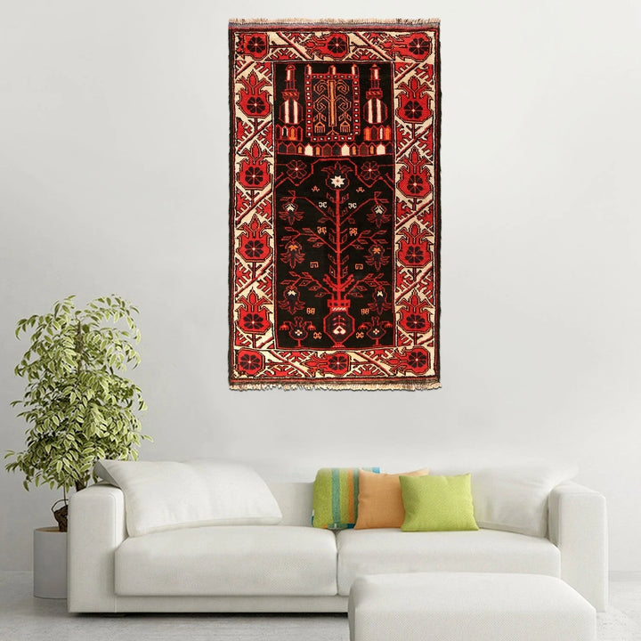 Afghan Prayer Rug 2' 11" x 5' 1" Hand-Knotted | No. AL12989