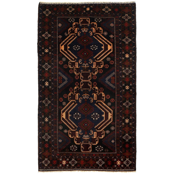 Afghan Baluchi Rug 4' 1" x 7' 2" Hand-Knotted | No. AL13074