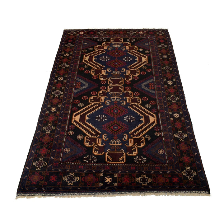 Afghan Baluchi Rug 4' 1" x 7' 2" Hand-Knotted | No. AL13074