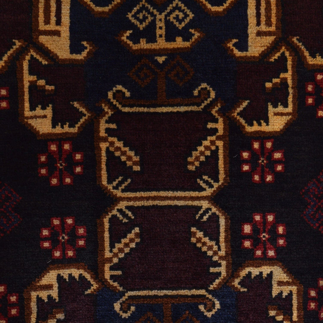 Afghan Baluchi Rug 4' 1" x 7' 2" Hand-Knotted | No. AL13074
