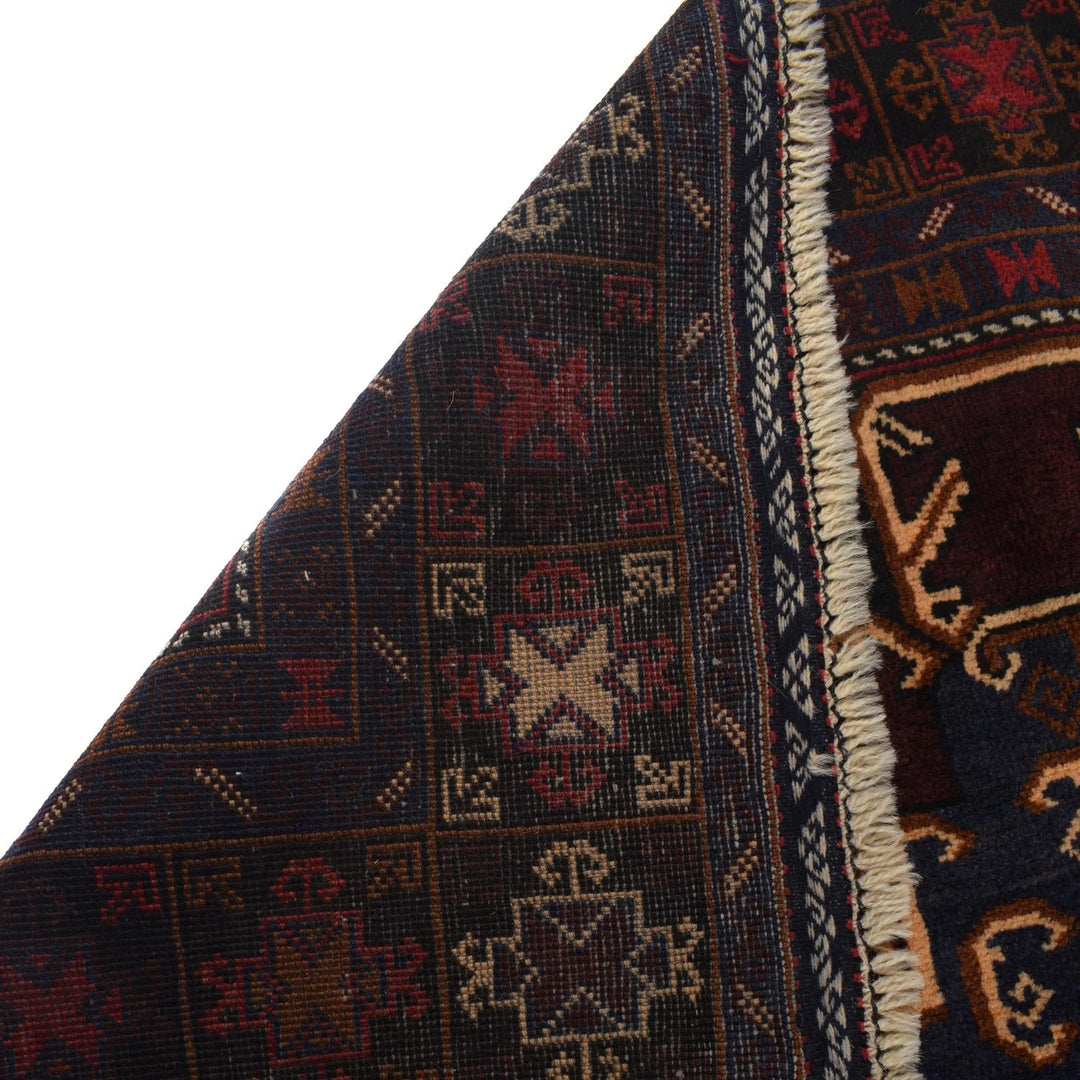 Afghan Baluchi Rug 4' 1" x 7' 2" Hand-Knotted | No. AL13074