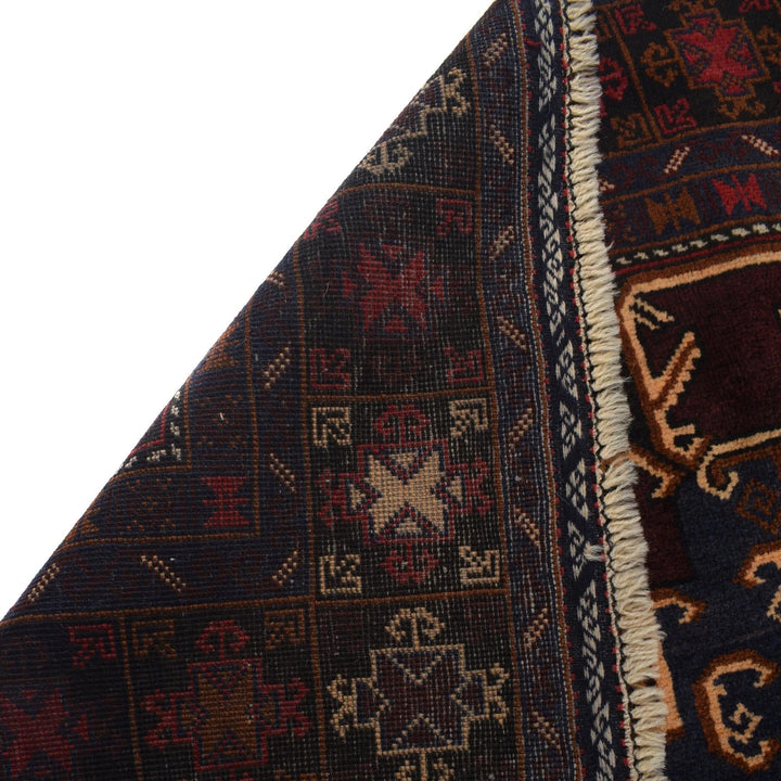 Afghan Baluchi Rug 4' 1" x 7' 2" Hand-Knotted | No. AL13074