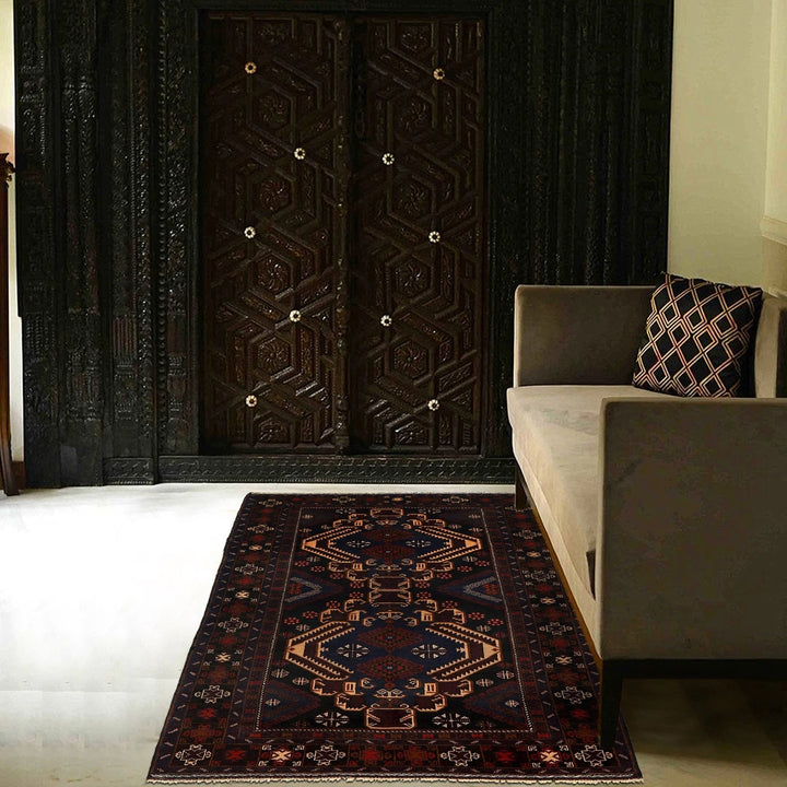 Afghan Baluchi Rug 4' 1" x 7' 2" Hand-Knotted | No. AL13074