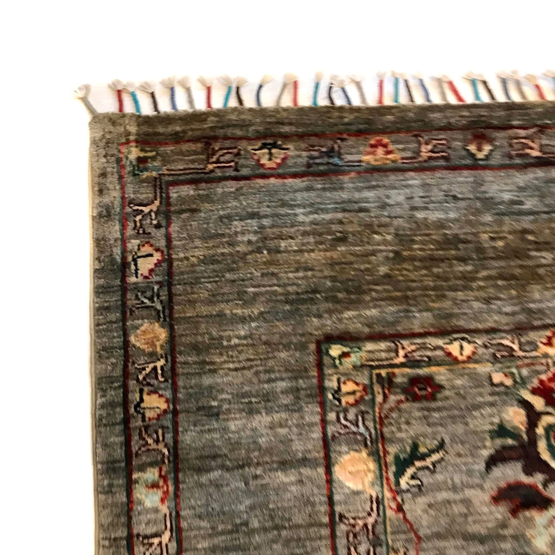 Gray Afghan Sultani Rug 5' 5" x 7' 7" Hand-Knotted | No. AL13089