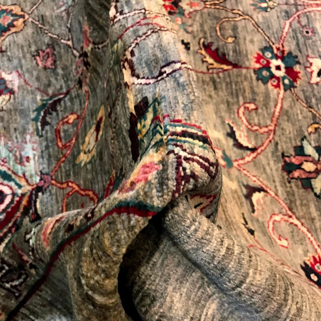 Gray Afghan Sultani Rug 5' 5" x 7' 7" Hand-Knotted | No. AL13089