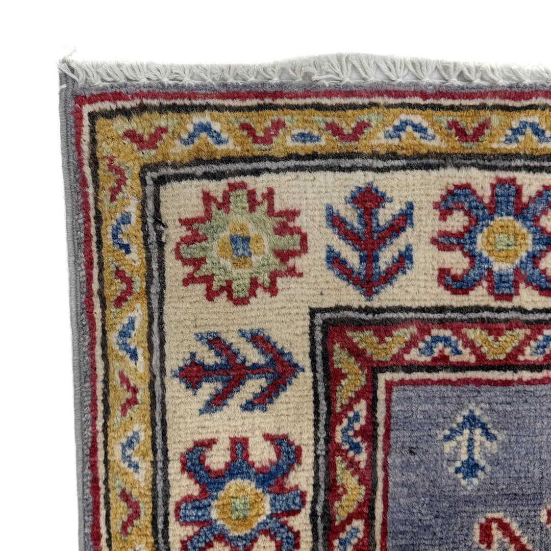 Gray Afghan Kazak Rug 2' 6" x 6' 4" Hand-Knotted | No. AL131110