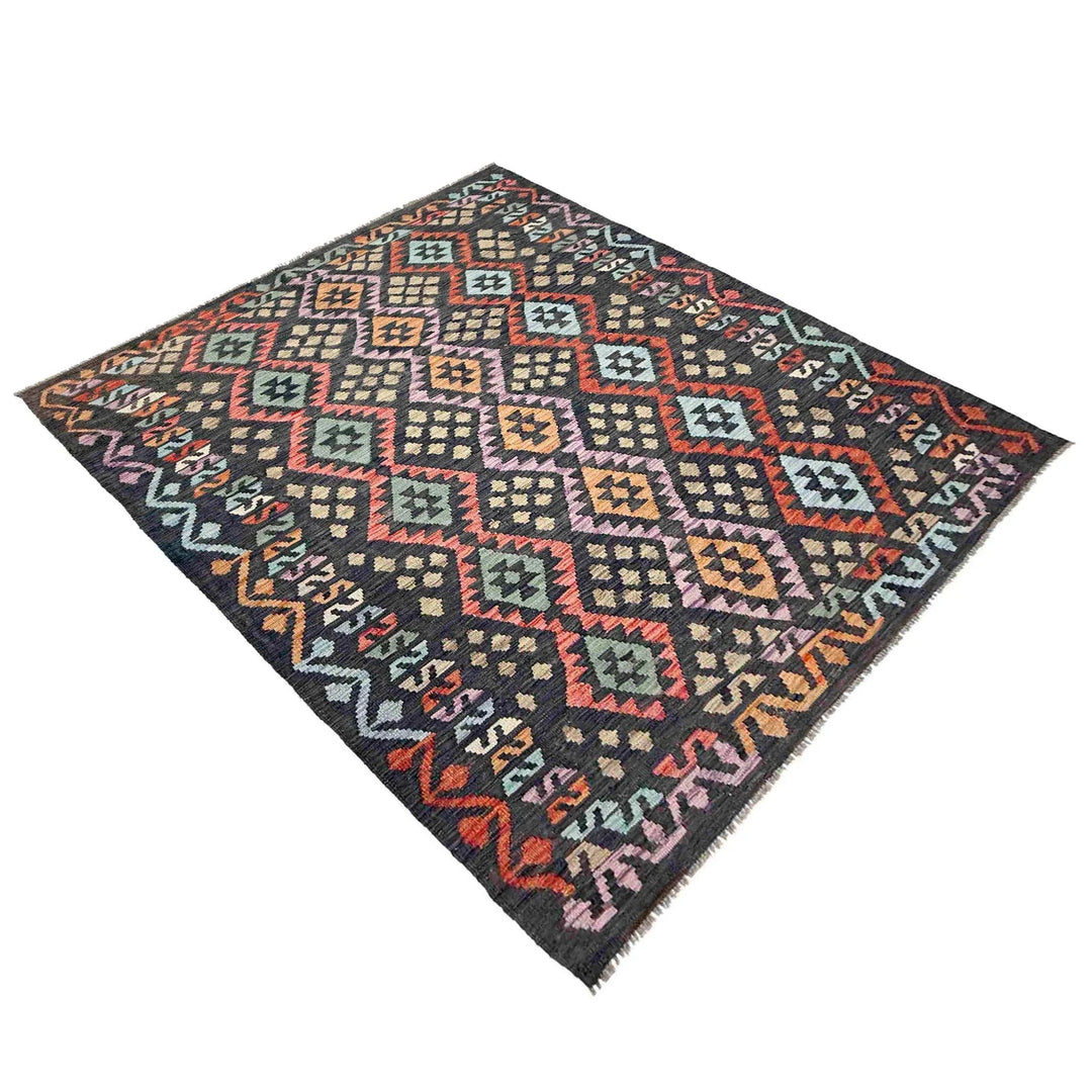 Afghan Vegetable Kilim Rug 5' 9" x 7' 8" Flat-Weave | No. AL131338