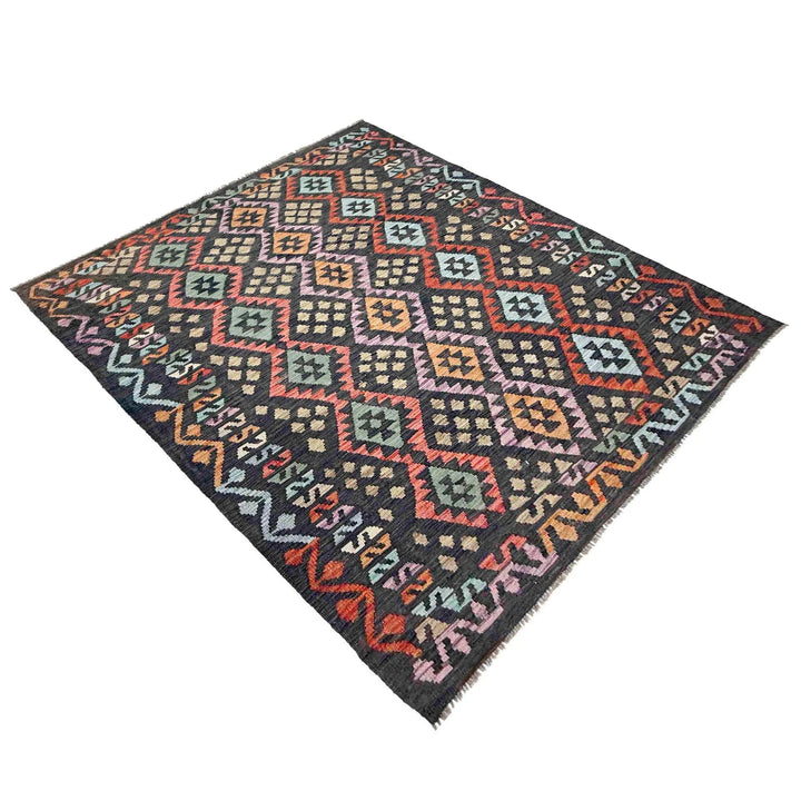 Afghan Vegetable Kilim Rug 5' 9" x 7' 8" Flat-Weave | No. AL131338