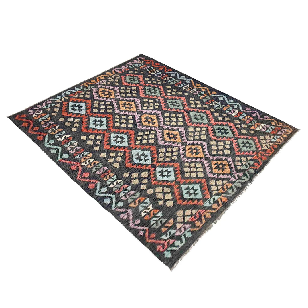 Afghan Vegetable Kilim Rug 5' 9" x 7' 8" Flat-Weave | No. AL131338