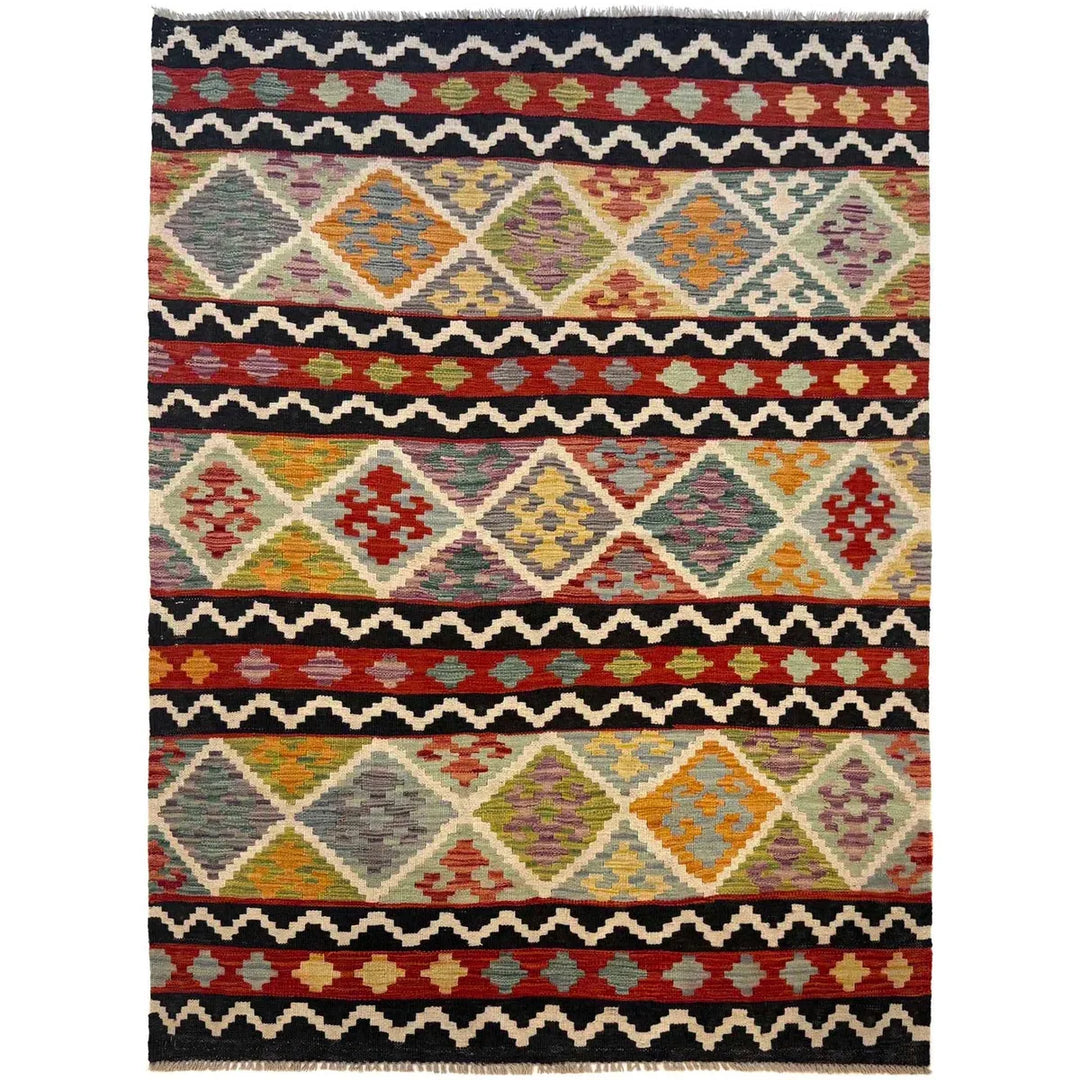 Afghan Kilim Rug 4' 9" x 6' 7" Flat-Weave | No. AL13139