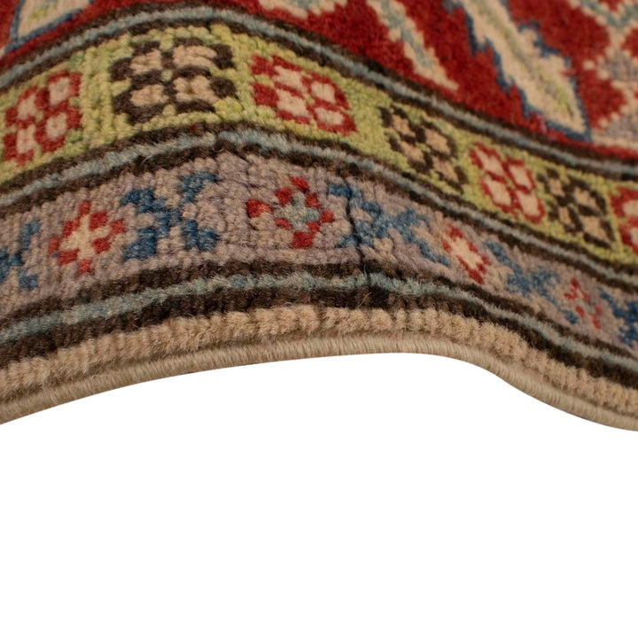 Ivory Afghan Kazak Rug 5' 0" x 6' 4" Hand-Knotted | No. AL13165