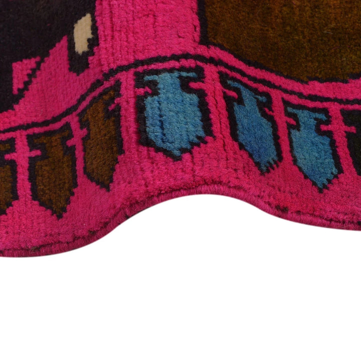 Pink Afghan War Carpet 2' 8" x 4' 4" Hand-Knotted | No. AL13280