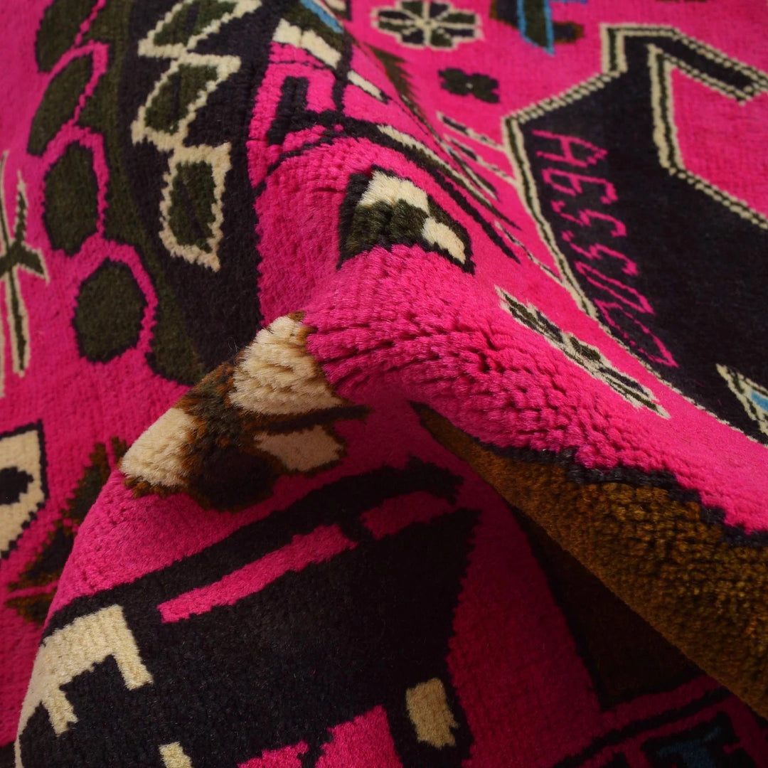 Pink Afghan War Carpet 2' 8" x 4' 4" Hand-Knotted | No. AL13280