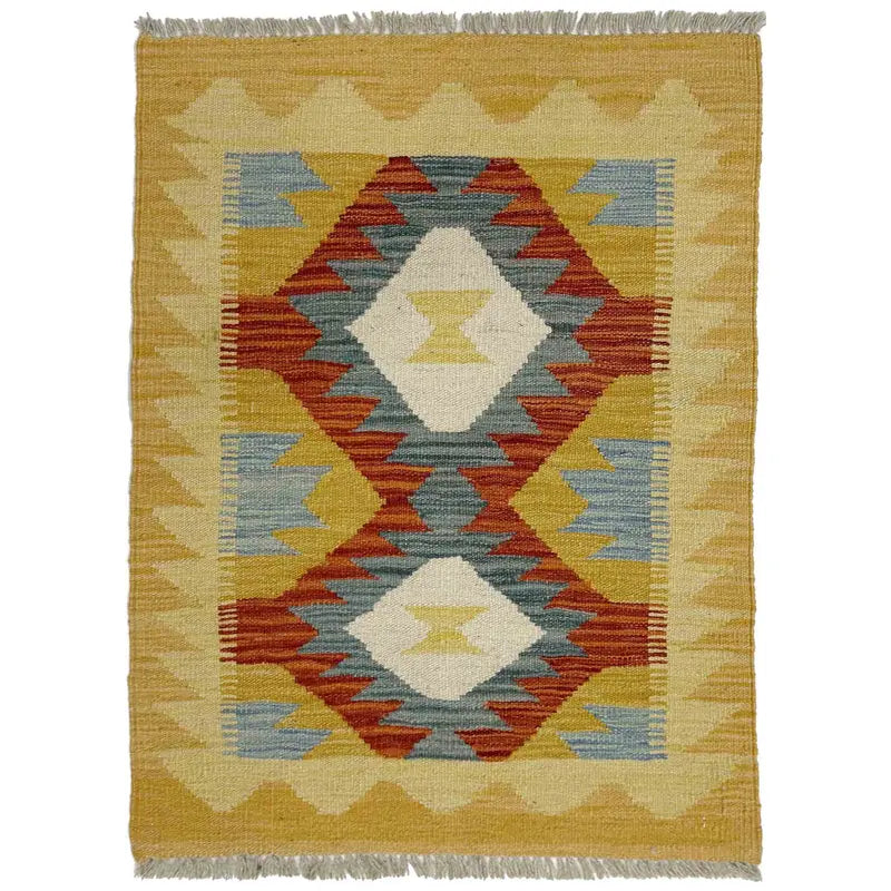 Afghan Vegetable Kilim Rug 2' 1" x 2' 11" Flat-Weave | No. AL133492