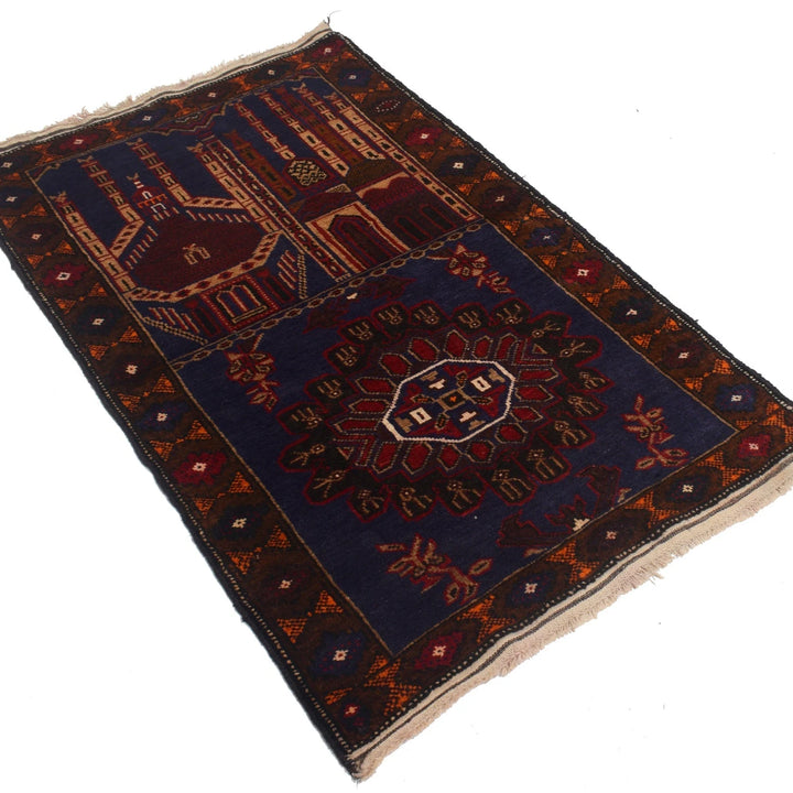 Afghan Prayer Rug 2' 8" x 4' 4" Hand-Knotted | No. AL13369