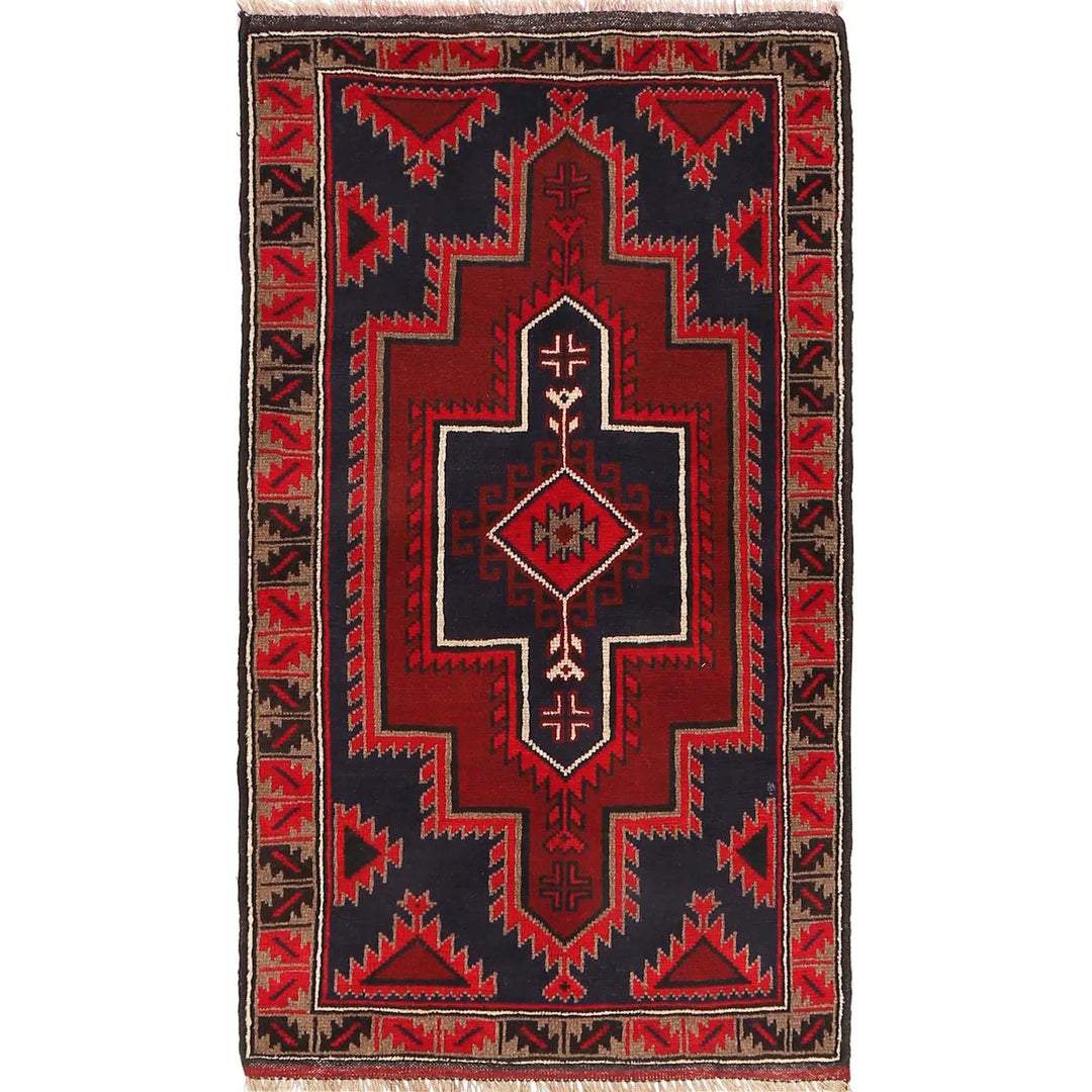 Afghan Baluchi Rug 2' 9" x 5' 2" Hand-Knotted | No. AL13393