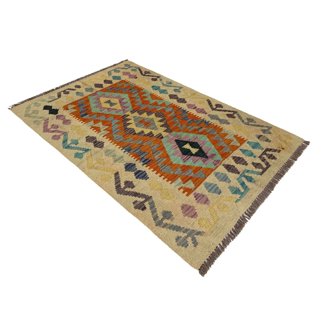 Afghan Vegetable Kilim Rug 2' 8" x 4' 1" Flat-Weave | No. AL134246