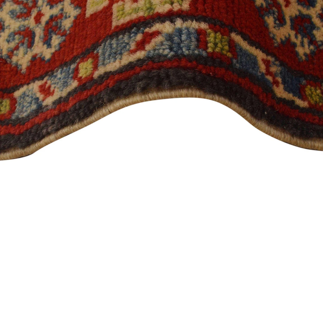 Beige Afghan Kazak Rug 2' 7" x 3' 11" Hand-Knotted | No. AL13425