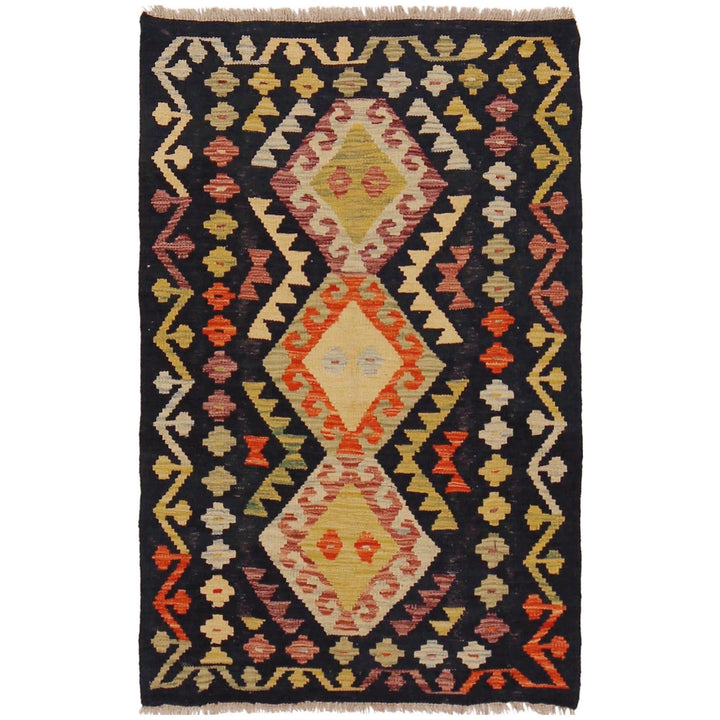 Afghan Vegetable Kilim Rug 2' 9" x 4' 4" Flat-Weave | No. AL13471