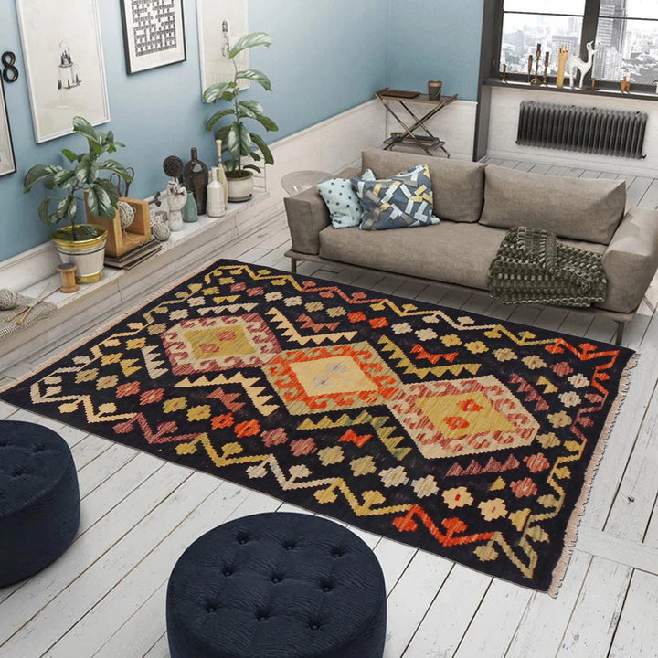 Afghan Vegetable Kilim Rug 2' 9" x 4' 4" Flat-Weave | No. AL13471