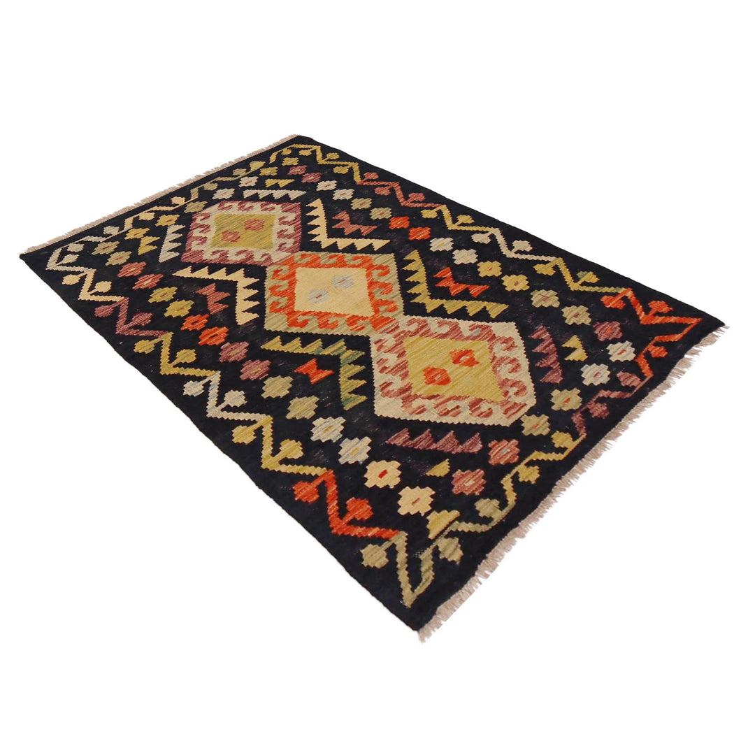 Afghan Vegetable Kilim Rug 2' 9" x 4' 4" Flat-Weave | No. AL13471