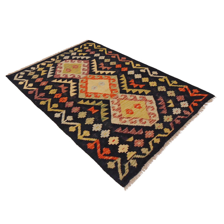 Afghan Vegetable Kilim Rug 2' 9" x 4' 4" Flat-Weave | No. AL13471