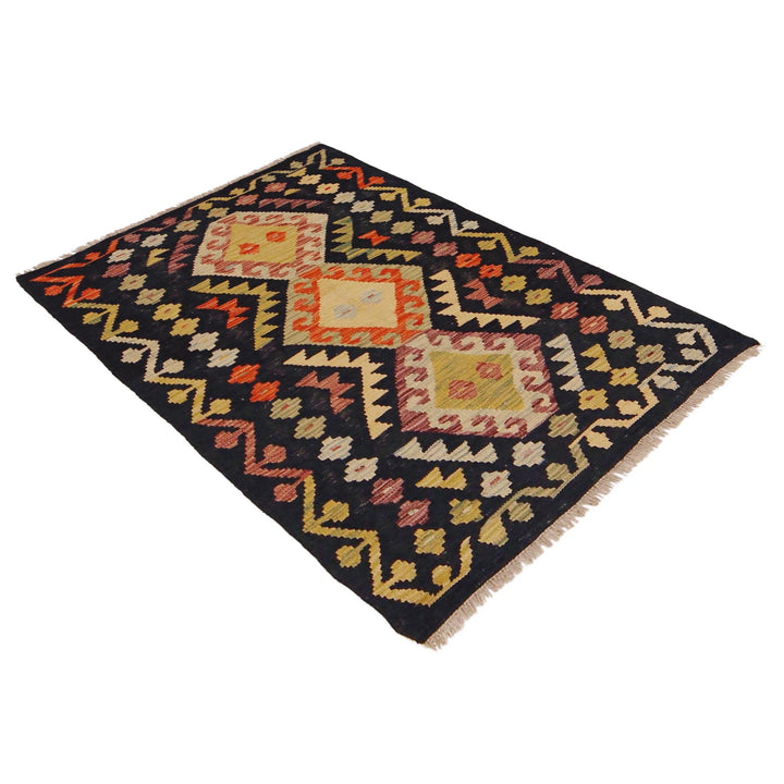 Afghan Vegetable Kilim Rug 2' 9" x 4' 4" Flat-Weave | No. AL13471