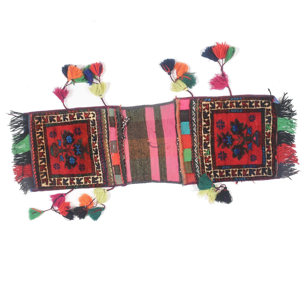 Afghan Saddle Bag Rug 0' 11" x 2' 8" Hand-Knotted | No. AL13534
