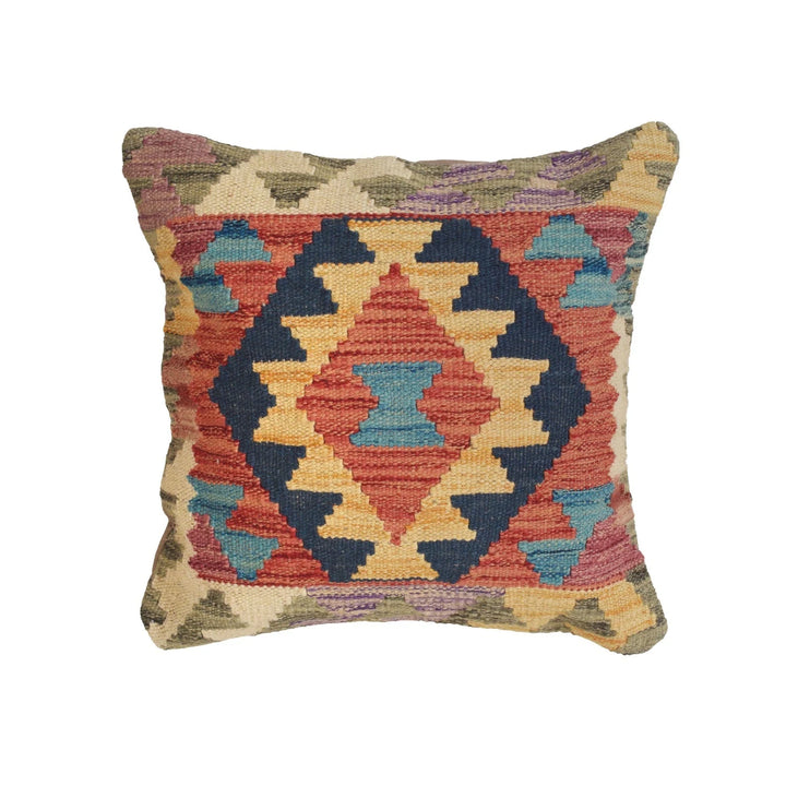 Afghan Kilim Cushion 1' 5" x 1' 5" Flat-Weave | No. AL13646