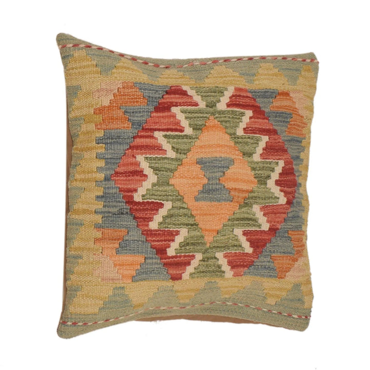 Afghan Kilim Cushion Cover 1' 6" x 1' 6" Flat-Weave | No. AL13650
