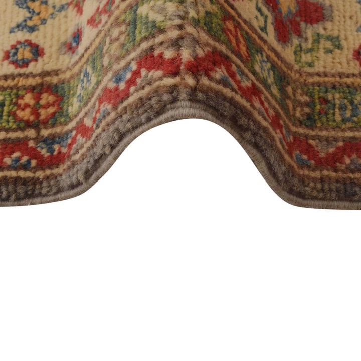Grey Afghan Kazak Rug 3' 3" x 4' 9" Hand-Knotted | No. AL13653