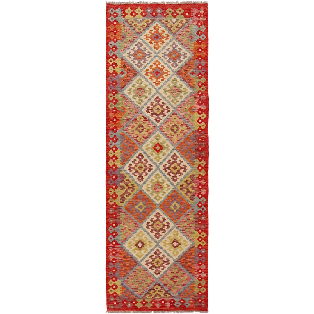 Afghan Vegetable Kilim Rug 2' 10" x 9' 8" Flat-Weave | No. AL13695