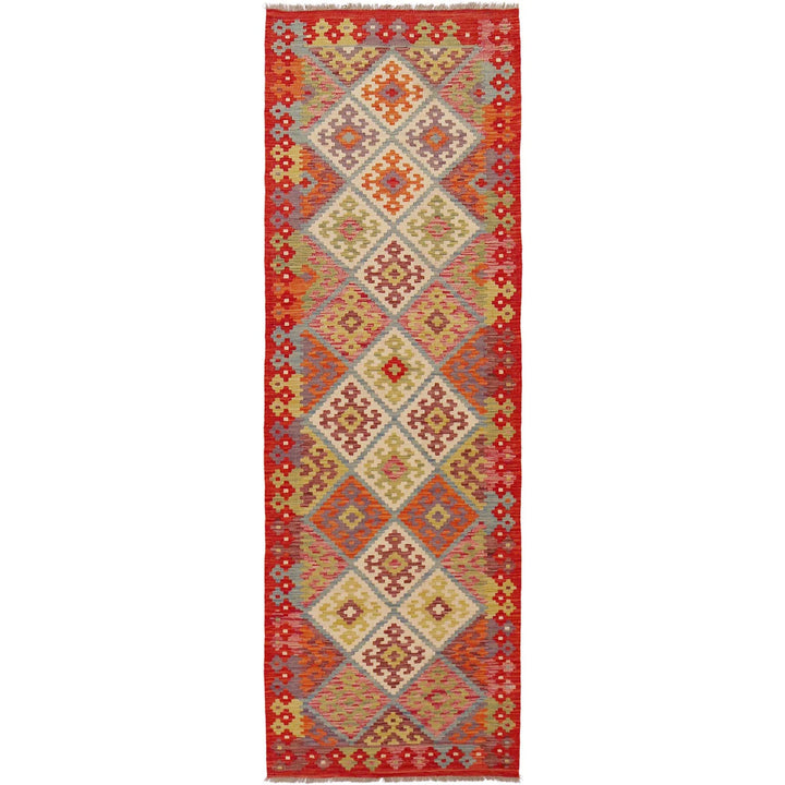 Afghan Vegetable Kilim Rug 2' 10" x 9' 8" Flat-Weave | No. AL13695