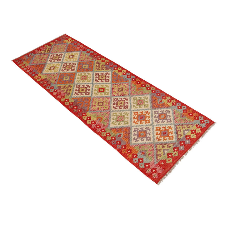 Afghan Vegetable Kilim Rug 2' 10" x 9' 8" Flat-Weave | No. AL13695