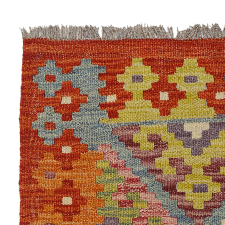 Afghan Vegetable Kilim Rug 2' 10" x 9' 8" Flat-Weave | No. AL13695