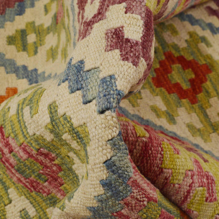 Afghan Vegetable Kilim Rug 2' 10" x 9' 8" Flat-Weave | No. AL13695