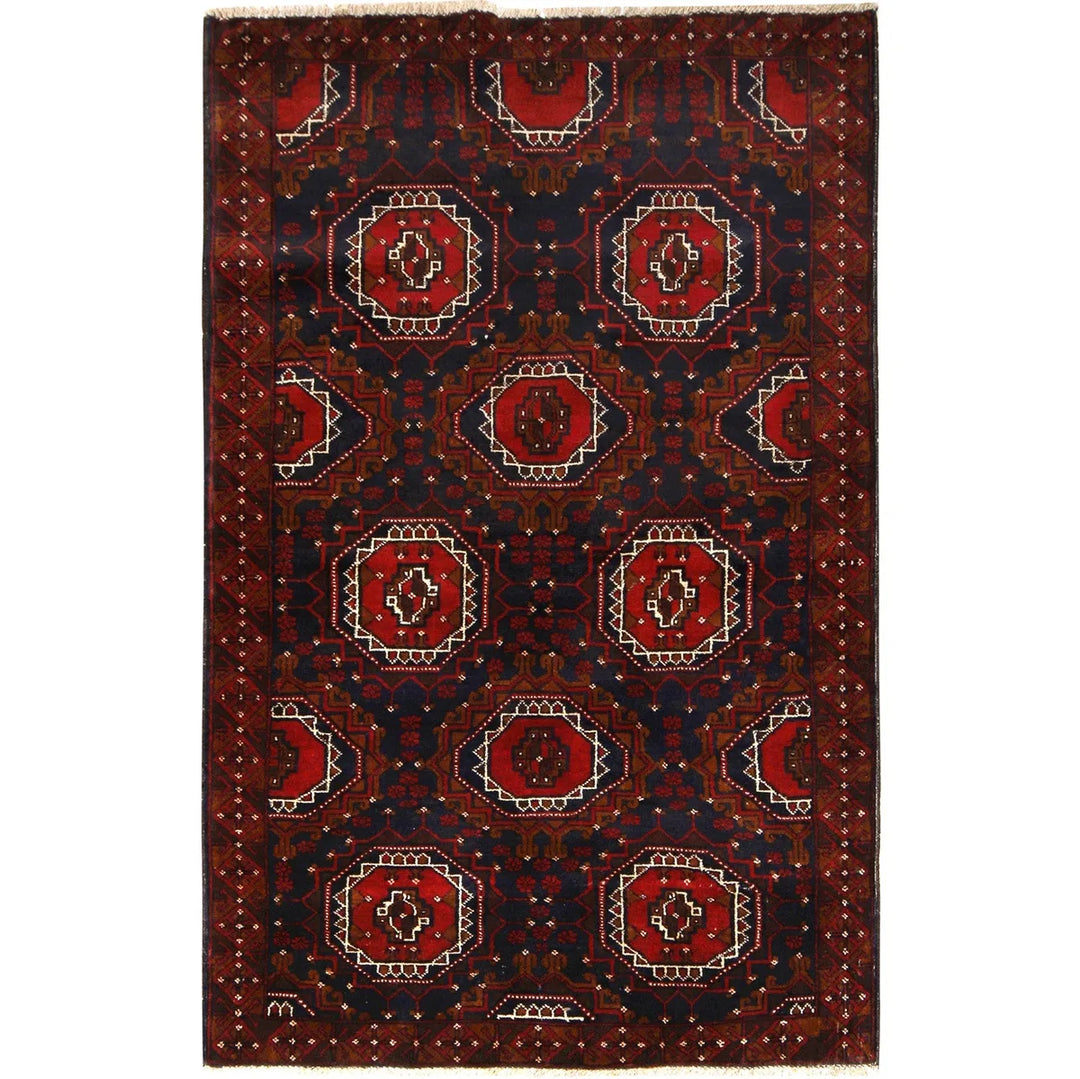 Afghan Baluchi Rug 3'7" x 5'11" Hand-Knotted | No. AL13728