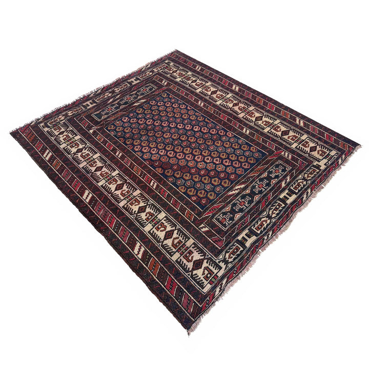 Afghan Maliki Kilim Rug 3'9" x 4'1" Flat-Weave | No. AL13736